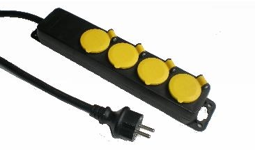 Multiprise 4 prises 3 x 2.5mm² - 6m - IP44 - Noir / Jaune