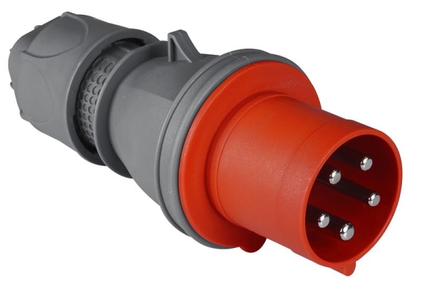 Plug CEE 5 x 63A with pilot contact 380 - 415Vac Red IP44