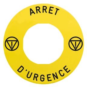 Etiquette Jaune arrêt d'urgence diamètre 60mm pour dispositif cadenassable