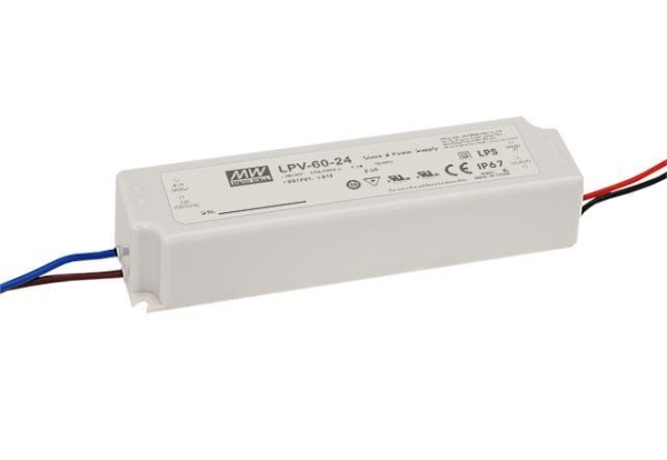 Led voeding 12Vdc - 60W 5A IP67 162.5 x 42.5 x 32mm