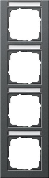 Cadre finition 4 x étiquette vertical Gira E2 Anthracite