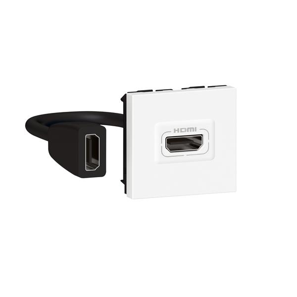 Mosaic prise HDMI préconnectée 2 modules Blanc