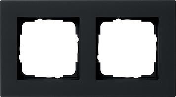 Cover frame 2 gang flat Gira E2 Black mat