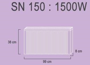 Verwarmingspaneel met instelbare termostaat 1500W Ral 9011