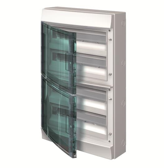 Fix - O - Rail kast IP65 72 modules 5 rijen transparante deur