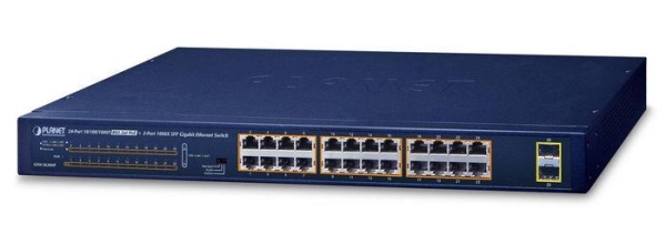 Switch Planet 24 Port 10 / 100 / 1000T 802.3at PoE, 2 port 1000X SFP, 52Gbps, 38.6Mpps, 2.85kg