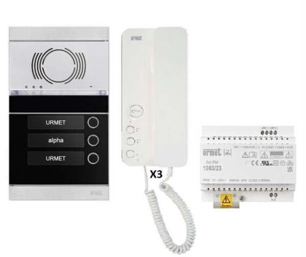 Pre - programmed 2 - wires 3 - units audio kit