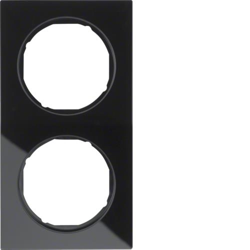 Afdekplaat 2 - voudig Berker R.3 Glas, Zwart