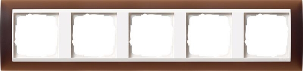 Cover frame 5 gang intermediate frame pure White Gira Event opaque dark Brown