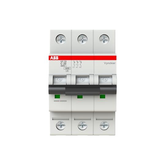 Disjoncteur VY30 3 pôles courbe C 20A 3kA