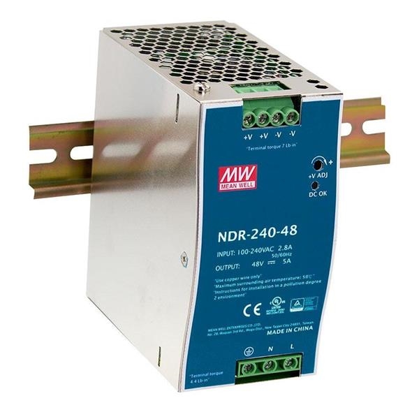 Alimentation électrique industrielle sur rail Din à sortie unique Ac - Dc; sortie 24Vdc à 10A