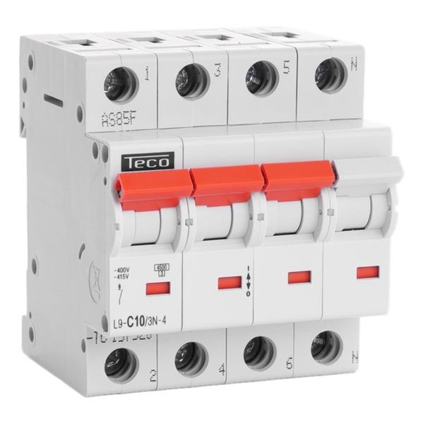 Disjoncteur 3 pôles + N 10A 4,5kA courbe C