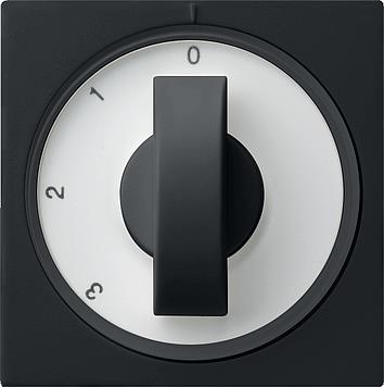 Cache avec manette pour interrupteur rotatif à 3 positions Noir mat (laqué) position zéro