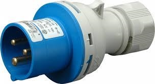 Fiche mâle CEE 16A / 220V / 2 pôles + T