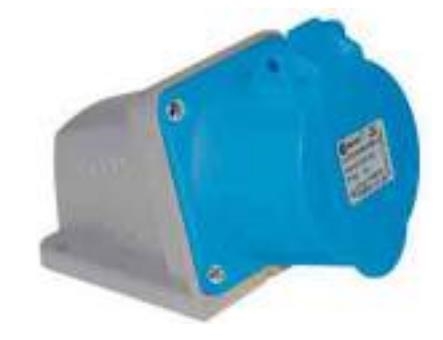Wall mount socket outlet CEE 4 x 32A 200 - 250Vac 9h Blue IP44 with screw connections