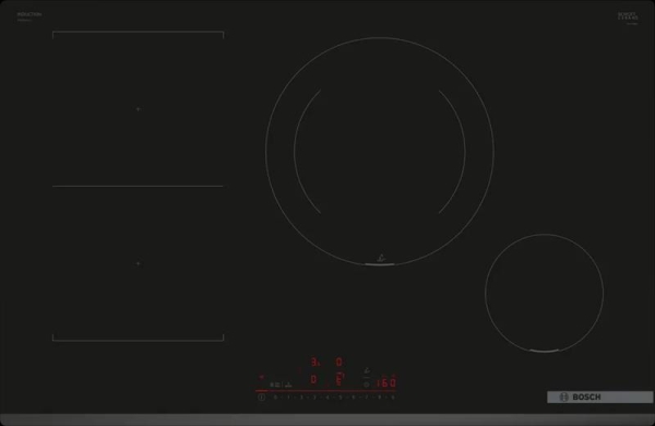 Table de cuisson serie 6 induction 80cm, combiInduction, 4 zones, 1 combiZone, DirectSelect avec 17