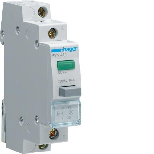 Impulse 1NO PB + Green light 230Vac