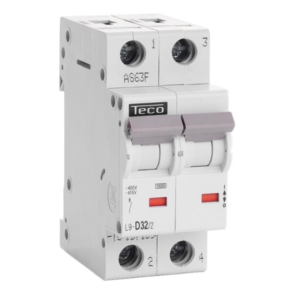 Disjoncteur 2 pôles 32A 10kA courbe D