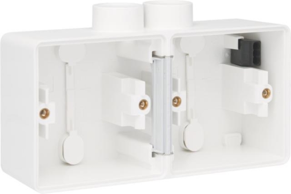 Double boîte en saillie étanche aux projections d’eau horizontal avec une entrée M20 double Blanc