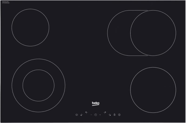Vitrokeramische kookplaat 77cm geen omlijsting 4 hi light (2 duo) + sensor