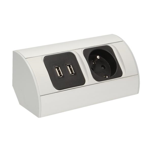 Under - cabinet electrical socket with Usb charger 1 x 230V 2 x Usb, 230V / 16A, Usb: 5Vdc / 2A