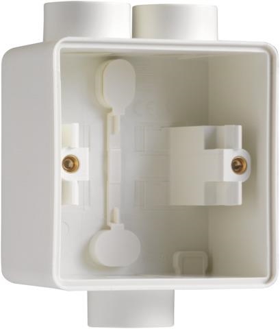 Splashproof surface - mounting box with one double M20 input and one single M20 input for flush moun