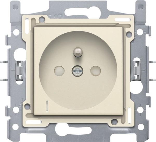 Stopcontact met spanningsaanduiding groen, penaarde en beschermingsafsluiters, inbouwdiepte 28,5mm,