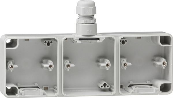 Partie inférieur boîtier 3 x M25 apparent protection eau Gris