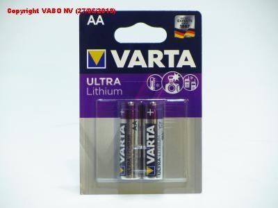 Batterij potlood 1.5V mignon LR06 Lithium AA 2900mAh blister van 2 st. hoogte 50.5mm diameter 14.5mm