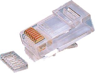 RJ45 stekker met geleider, voor ronde UTP / FTP kabel - cat5E (pak van 100 stuks)