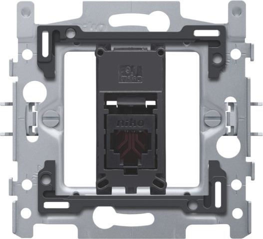 1 RJ11 - connection UTP, flat model, incl. flush - mounting frame with claw fixing
