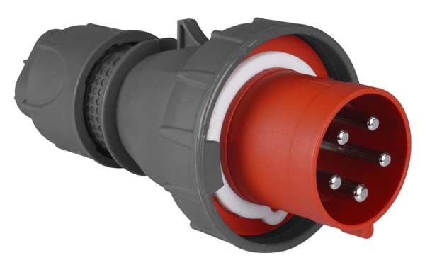 Plug CEE 5 x 63A with pilot contact 380 - 415Vac Red IP67