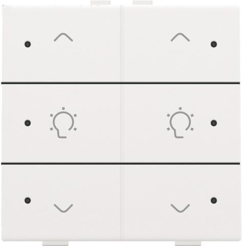 Commande de variateur double avec Led pour Niko Home control 6 x White Steel