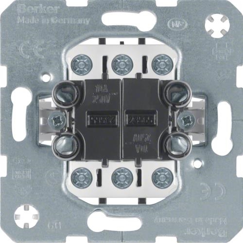 Serie - drukknop Berker, 2 x wissel, gescheiden ingangsklemmen