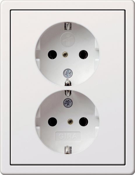 Dubbele wandcontactdoos met randaarde 16A 250V~ met verhoogde aanraakbeveiliging (Safety