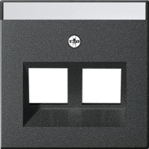 Afdekraam 30{~Grad} + met tekstkader draagring Modular jack 2 voudig System 55 Antraciet