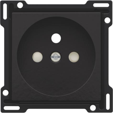 Afwerkingsset voor stopcontact met penaarde en kinderveiligheid, inbouwdiepte 28,5mm, Bakelite Black