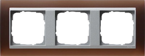 Afdekraam 3 voudig voor kleur Aluminium Gira Event opaque Donkerbruin