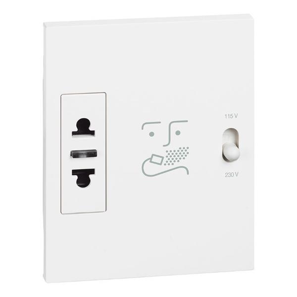 LNow prise rasoir 230V complet 2 modules Blanc