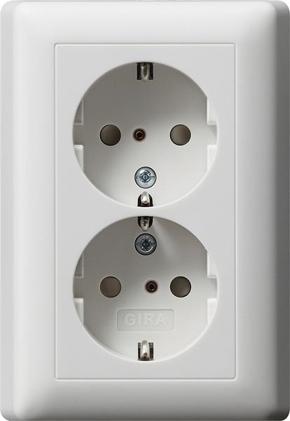 Dubbele wandcontactdoos met randaarde 16A 250V~ met verhoogde aanraakbeveiliging (Safety Plus) en