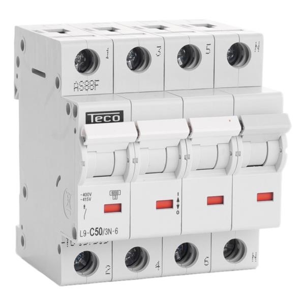 Circuit breaker 3 poles + N 50A 6kA curve C