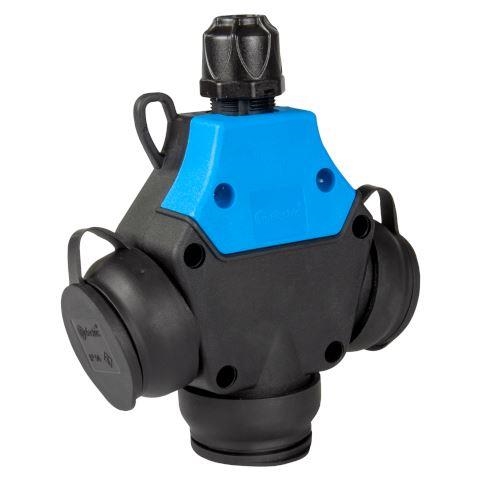 Bloc multiprise caoutchouc pendant à 3 prises avec clapet à pousser version française 1 x 16A 220 -