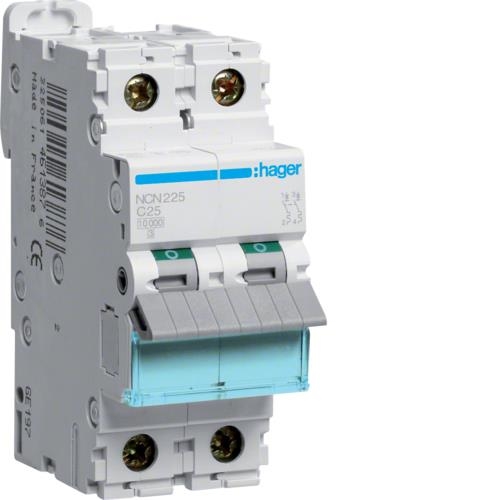 Disjoncteur 10kA - courbe C - 2 pôles - 25A - 2 modules
