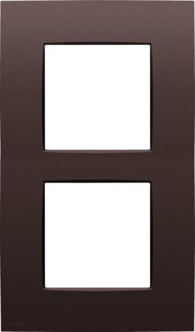 Double cover plate, 60mm center distance, vertical, Niko Intense dark color Covering brown