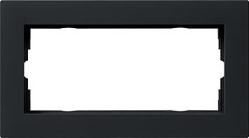 Cover frame 2 gang without circuit breaker flat Gira E2 Black mat