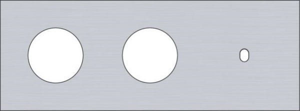 Triple cover plate, horizontal 71mm centre distance, for two socket functions and a single switchin