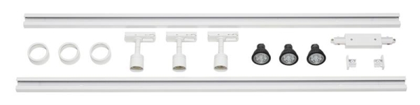 1 - phase rail set, Blanc, 2 x 1m, inclus 3 x Puri Spot et lampes Led