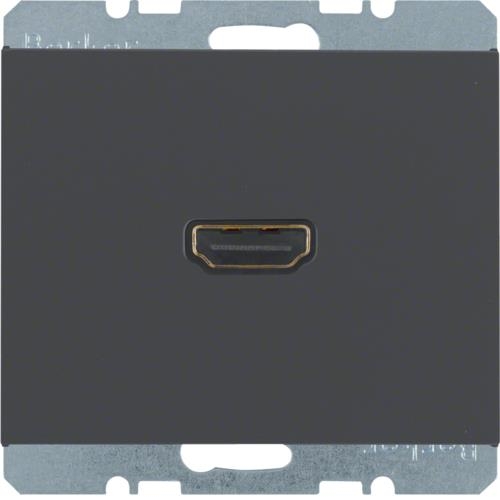 HDMI wandcontactdoos met 90° - aansluiting Berker K.1 Antraciet, mat