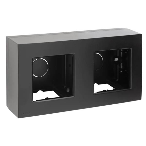 Double surface mounting kit for surface mounting 2 flush mounting functions, Black coated