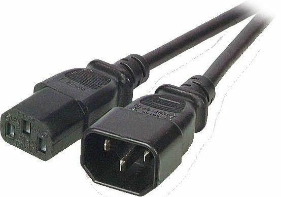 Voedingskabel - 3 polig IEC mannelijke stekker / 3 polig IEC vrouw - 3 x 0.75mm² - Zwart - 1,8m